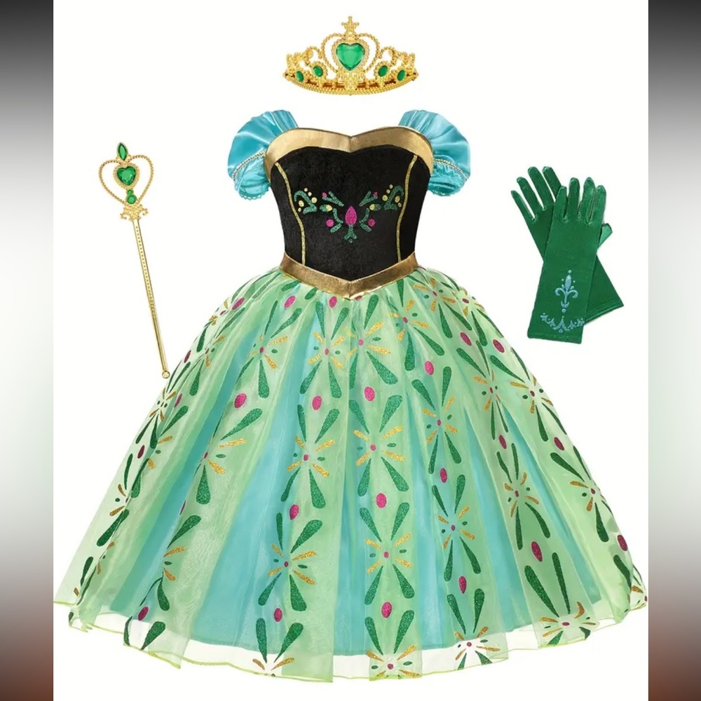 NWOT Green And Black Princess Dress Size 7-8 Years